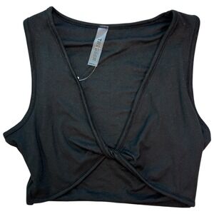 NWT Tresser Black Twist Front Crop Top Small Sleeveless Stretchy Basic